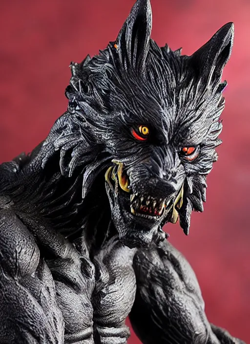 Prompt: Image on the store website, eBay, Wonderfully detailed 80mm Resin figure of a evil werewolf .