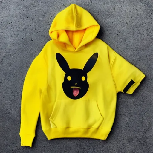 Image similar to kanye west in a yellow pikachu! hoody