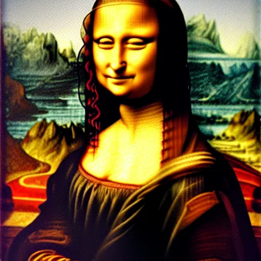 Prompt: Mona lisa's face replaced by Gretta thumberg, Oil paiting in the style of Da Vinci