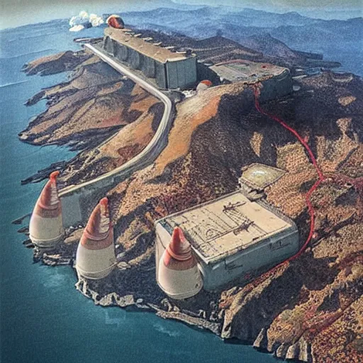 Prompt: “ geoff darrow ” aerial horror shape diablo canyon nuclear power plant 7 4 0 x 1 2 8 0
