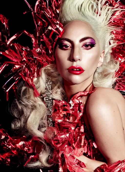 Prompt: lady gaga by nick knight, vogue magazine, photoshoot, dramatic, red weapon 8 k s 3 5, cooke anamorphic / i lenses, highly detailed, cinematic lighting