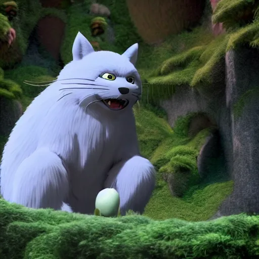 Image similar to guy with a furr creature, climatic atmosphere made by studio ghibli, smooth, detailed face,, beautiful scene, 8k, clear