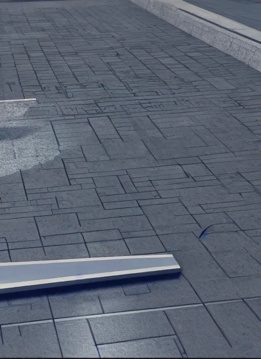 Image similar to highly detailed render of a futuristic metallic stele standing on the road made in unreal engine 4