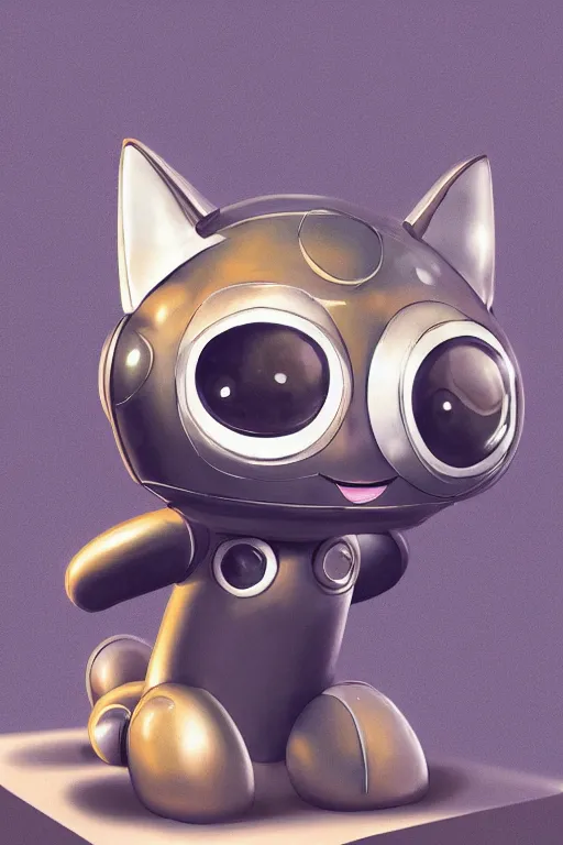 Image similar to a cute cat robot, painted by wally wood and matt jefferies, trending on artstation, bright macro view pixar, award - winning, blueprint, chillwave, realism