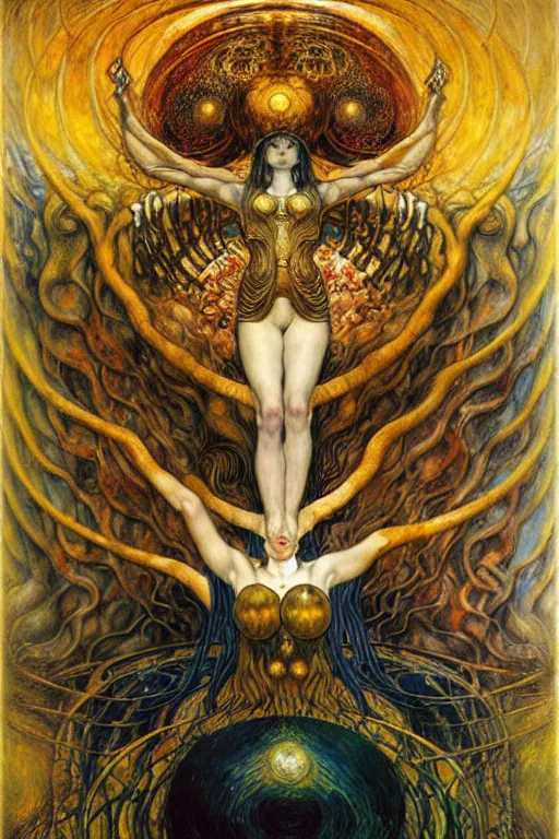 Image similar to Divine Chaos Engine by Karol Bak, Jean Delville, William Blake, Gustav Klimt, and Vincent Van Gogh, symbolist, visionary