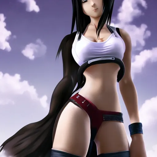 Image similar to head and body of tifa lockhart from final fantasy vii, highly detailed, anime style