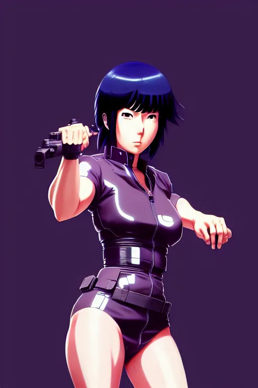 Image similar to a fullbody portrait of motoko kusanagi the major ghost in the shell : : stand alone complex, under repairs, maintenance : : by ilya kuvshinov, rossdraws, artgerm, sola digital arts, anti aliasing, raytracing : :