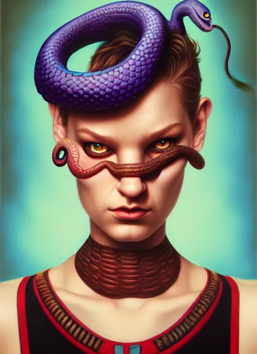 Image similar to snake portrait, pixar style, by tristan eaton stanley artgerm and tom bagshaw.