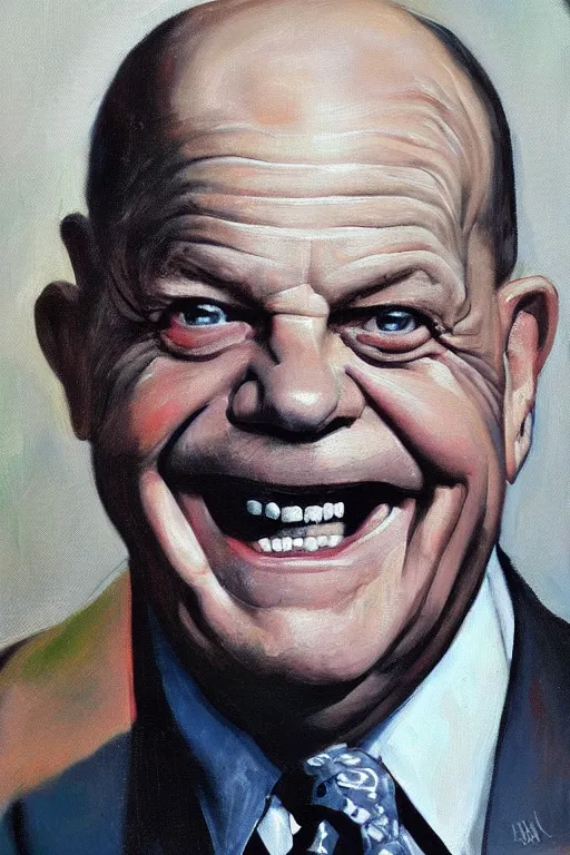 Prompt: portrait of don rickles, oil painting by wilson mclean, sharp focus, masterpiece, highly detailed