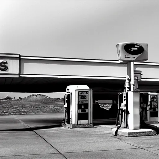 Image similar to a gas station in space, 3 5 mm film, by robert altman