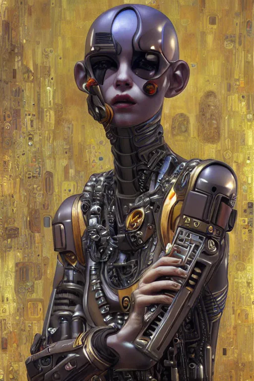 Prompt: portrait of an Alien, cyberpunk, Warhammer, highly detailed, artstation, illustration, art by Gustav Klimt and Range Murata and Ilya Kuvshinov and Sakimichan