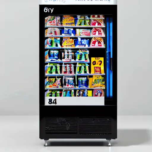 Prompt: award winning product photography of a vending machine designed by jony ive, studio lighting, white background, 8 k, ultra detailed,