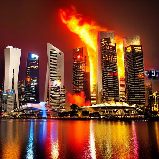 Image similar to imagine the city of singapore with you in it ( it is on fire )