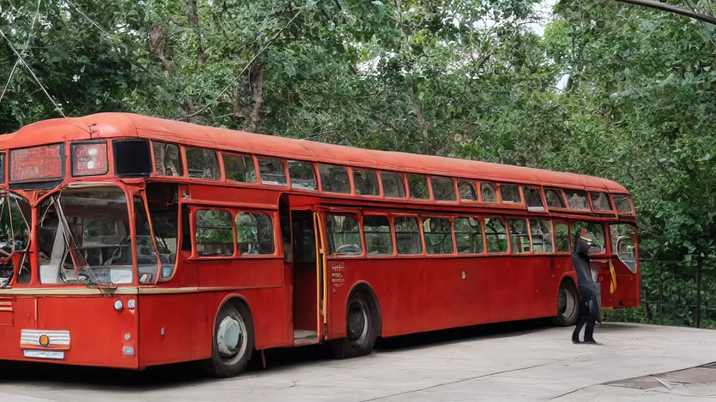 Image similar to cel - shaded well - prepared bus made of swings