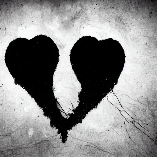 Prompt: heart broken in two, sadness, dark ambiance