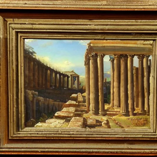 Prompt: view of a ancient roman city, high detail oil painting, landscape