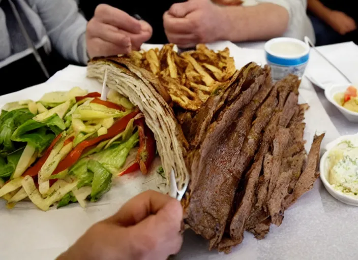 Prompt: A photo of a Döner kebab in Berlin, highly detailed
