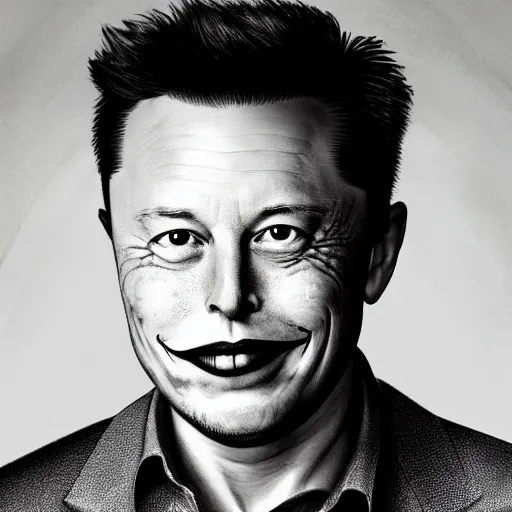 Prompt: elon must as the joker studio portrait