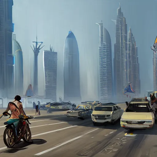 Prompt: gta : dubai, by fenghua zhong