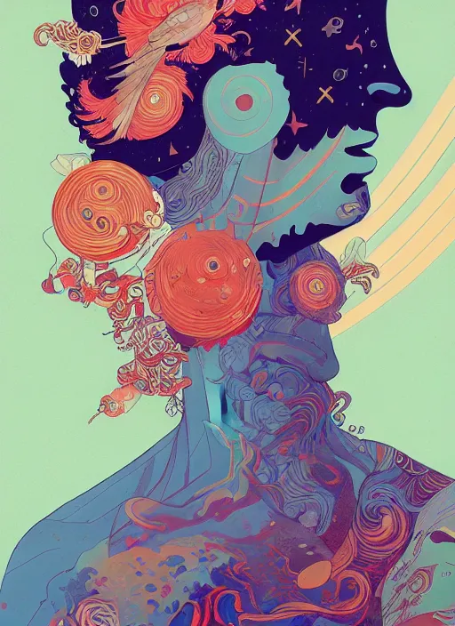 Image similar to beautiful illustration of apollo, in the style of james jean and victo ngai and sam spratt, mystical colors, trending on artstation