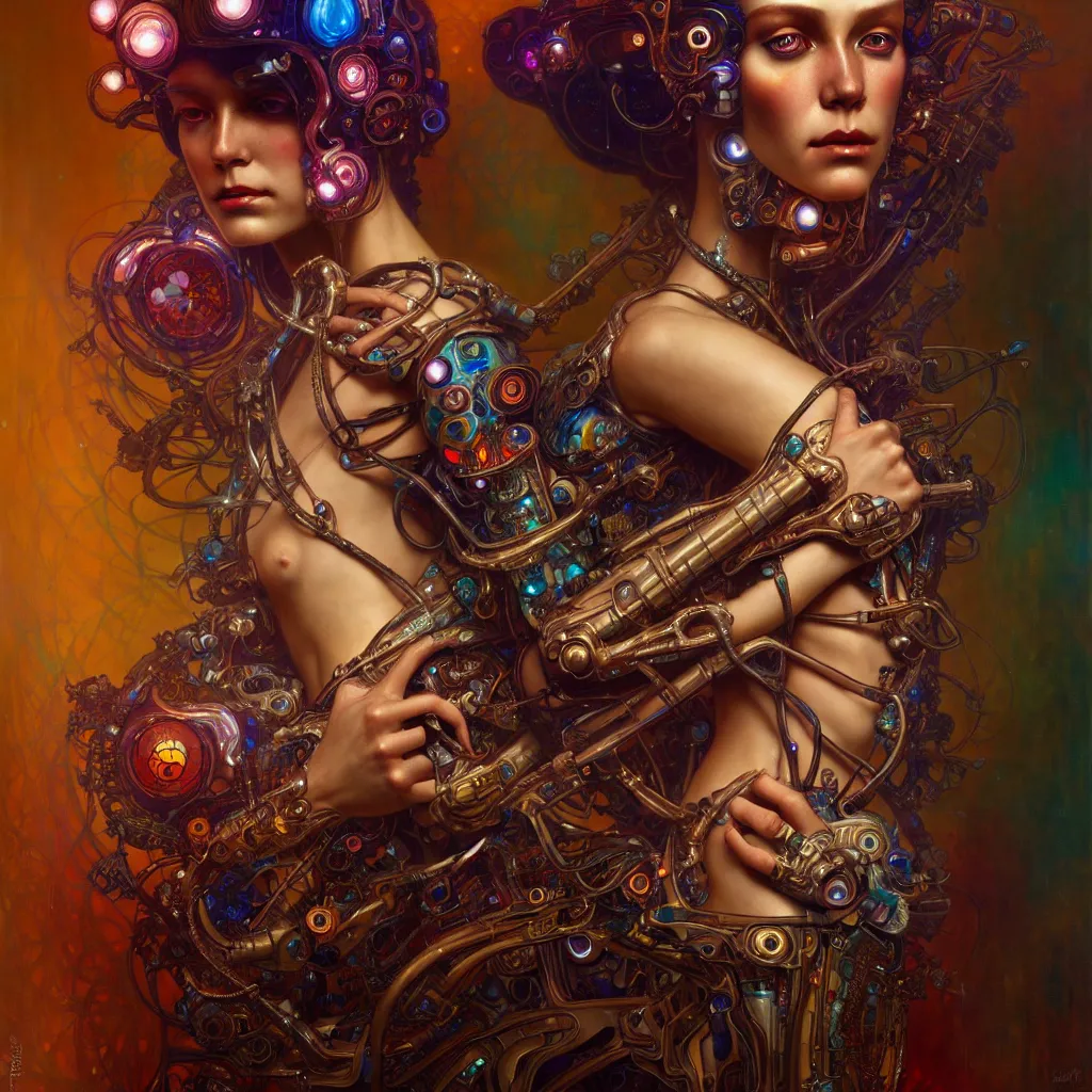 Image similar to extremely psychedelic cyborg queen of lsd. intricate, elegant, highly detailed, extremely lifelike photorealistic digital painting, artstation. steichen, gaston bussiere, tom bagshaw, cyberpunk alphonse mucha. dark pallet, melancholy. anatomically correct in every way.