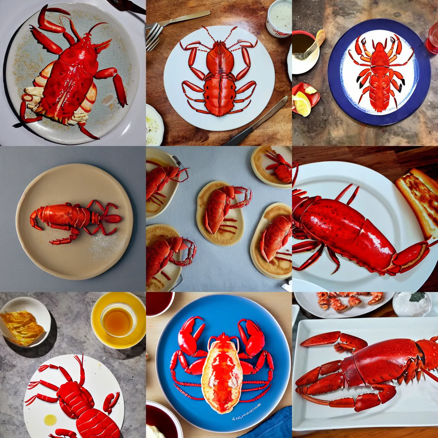 Prompt: Lobster as pancake art