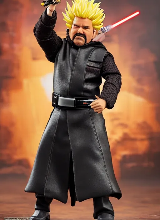 Image similar to star wars black series action figure of guy fieri, toy extremely detailed