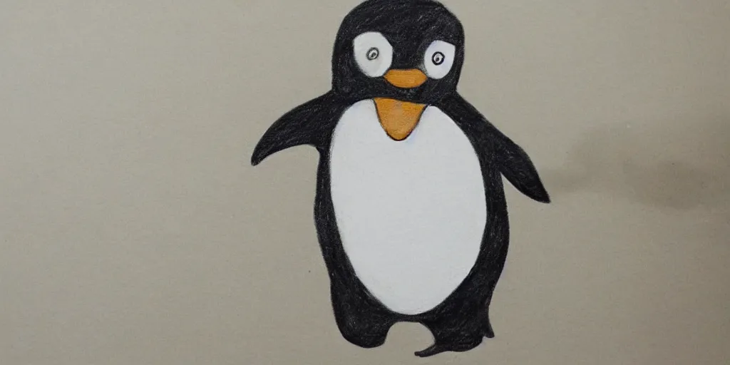 Prompt: a chalkboard drawing of a penguine