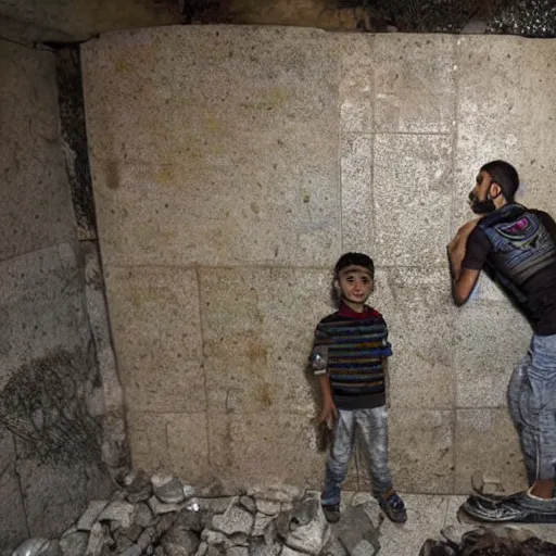 Prompt: palestina boys criend in mother tomb, ai image upscaler, hyperrealistic, very details, pulitzer award winner