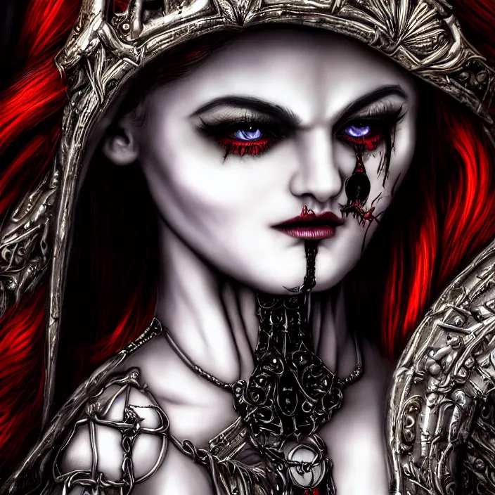 Image similar to candid photography, close up portrait, goddess of death, by anne stokes, photorealism, highly detailed, uhd