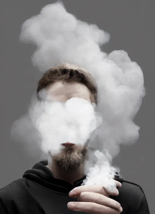 Image similar to an anthropomorphic beautiful male scientist portrait blowing smoke wearing black hoodie robe, fine art, award winning, intricate, elegant, sharp focus, octane render, hyperrealistic, wizard hat cinematic lighting, highly detailed, digital painting, 8 k concept art, art by jamie hewlett and z. w. gu, masterpiece, trending on artstation, 8 k