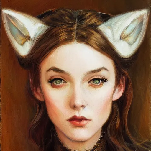 Prompt: a painting of a girl with cat ears in the style of donato giancola, and in the style of charlie bowater, and in the style of charles dulac. smooth, sharp focus, semi - realism.