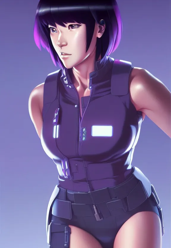 Image similar to a fullbody portrait of motoko kusanagi the major ghost in the shell : : connected to cables, under repairs, maintenance area, technicians : : by ilya kuvshinov, rossdraws, artgerm, sola digital arts, anti aliasing, raytracing : :