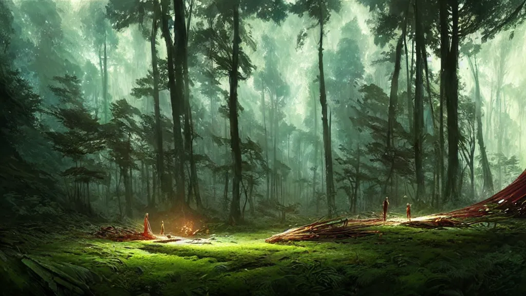 Image similar to a queen wrecked and lost in the forest, detailed digital art by greg rutkowski.