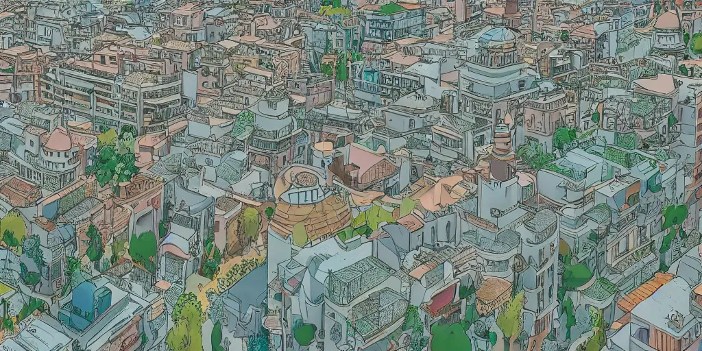 Prompt: Madrid in studio Ghibli Style, 4k, very detailed,