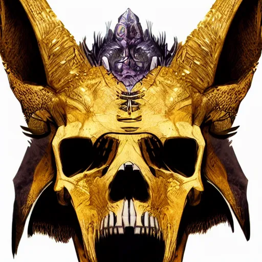 Image similar to a golden jackal skull face african necromancer, Apex Legends character digital illustration portrait design, by android jones, detailed, cinematic lighting, wide angle action dynamic portrait