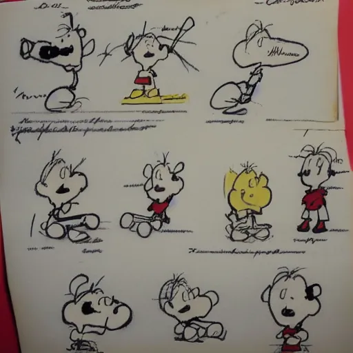 Image similar to original sketches by Charles Schulz, flawlessly preserved