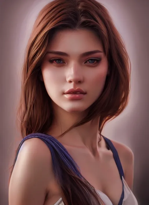 Image similar to photo of a gorgeous young woman in the style of stefan kostic, realistic, sharp focus, 8 k high definition, insanely detailed, intricate, elegant, art by stanley lau and artgerm