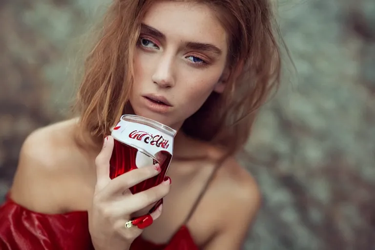 Image similar to beautiful model woman drinking a Coca-Cola by Alessio albi