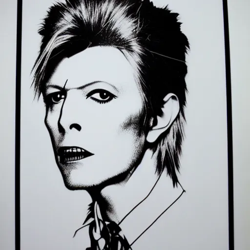 Image similar to individual furry manga david bowie silk screen portrait andy warhol style