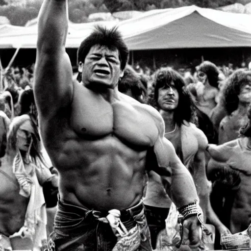 Image similar to hulk performing at woodstock