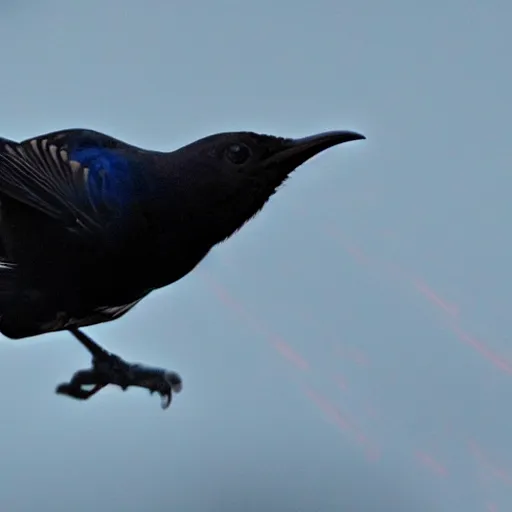 Image similar to tui bird with laser eyes