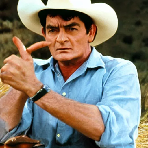 Image similar to charlie sheen in bonanza