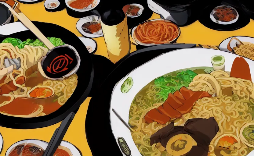 Prompt: a close up DSLR of Naruto Uzumaki eating ramen at ichiraku ramen shop, anime concept art by Makoto Shinkai, digital art, 4k, trending on pixiv