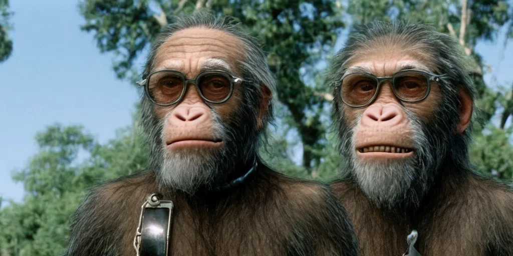 Image similar to film still of Tommy Chong in Planet of the Apes