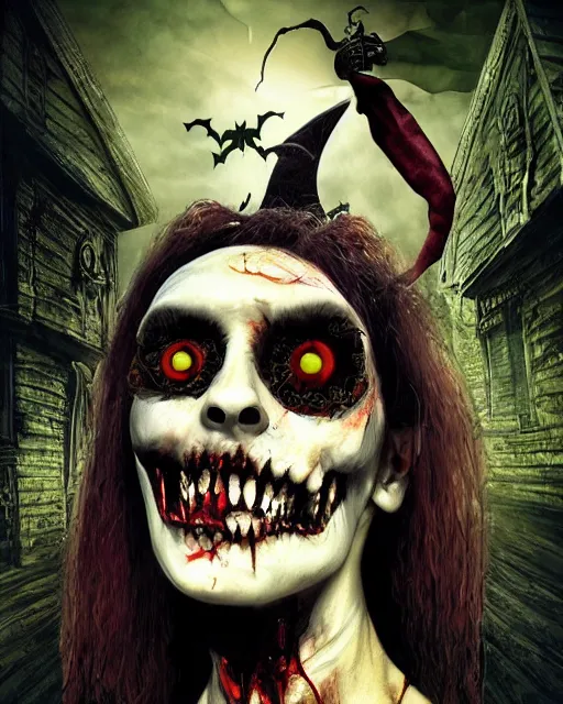 Image similar to halloween zombie pirate theme surrealist art in the styles of igor morski, jim warren, and a tim burton film, intricate, hyperrealistic, accurate facial details, profile picture with chromakey!!!!! background, volumetric lighting