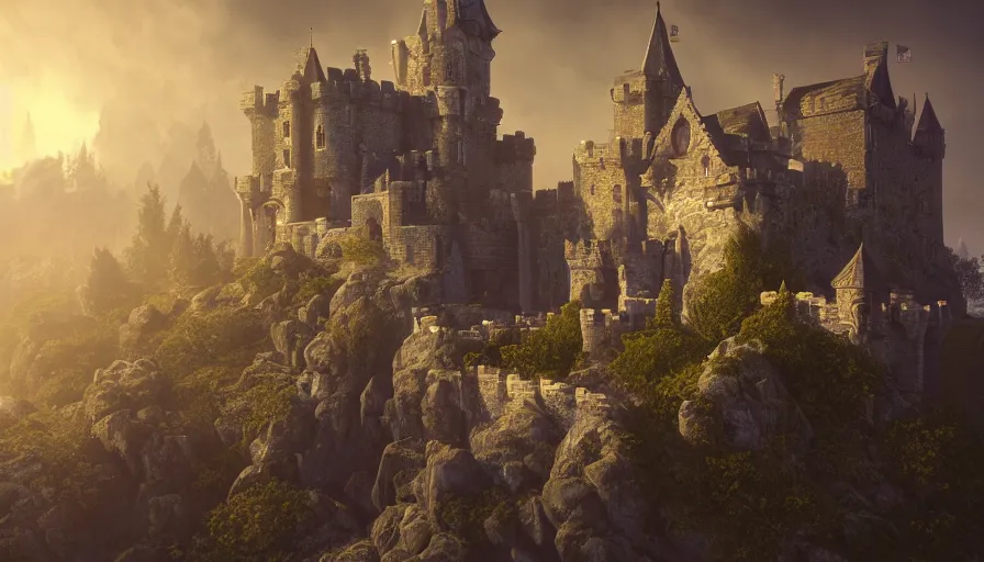 Image similar to castle tile art, dramatic lighting, cinematic, establishing shot, extremely high detail, photorealistic, cinematic lighting, Maxwell Boas Jessica Rossier Christian Dimitrov Anton Fadeev trending on Artstation CGSociety rendered in Unreal Engine 4k HQ