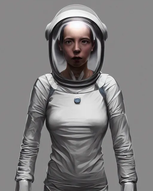 Image similar to beautiful girl in a transparent astronaut helmet, character concept style, by Mateusz Urbanowicz, beautiful girl, 8k character concept art, by WLOP, cinematic lighting, trending on artstation, symmetrical portrait symmetrical, highly detailed CGsociety, hyper