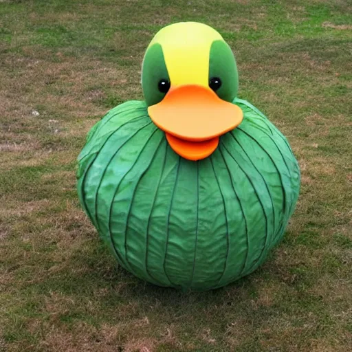 Image similar to a cabbage dressed as a duck