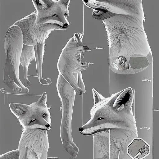 Prompt: Fox Scientist, detailed art illustration